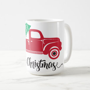 Frohe Weihnachten Roter LKW-Mug Festliches Weihn Kaffeetasse