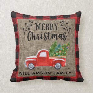 Frohe Weihnachten Roter LKW Roter Büffel Karo Fami Kissen