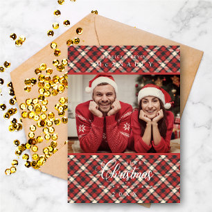 Frohe Weihnachten Roter Schottenkaro Foto Familie