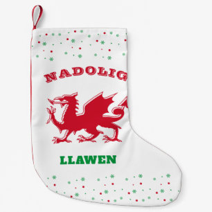 Frohe Weihnachten Roter Walisischer Drache Kleiner Weihnachtsstrumpf