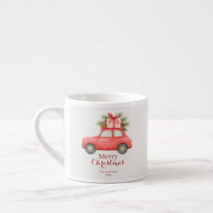 Frohe Weihnachten Rotes Auto – Personalisiertes We Espressotasse