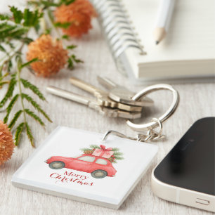 Frohe Weihnachten Rotes Auto – Personalisiertes We Schlüsselanhänger