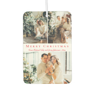 Frohe Weihnachten rotes Drehbuch 3 Fotos Collage Autolufterfrischer