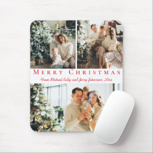 Frohe Weihnachten rotes Drehbuch 3 Fotos Collage C Mousepad