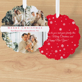 Frohe Weihnachten rotes Drehbuch 3 Fotos Collage C Ornament Karte