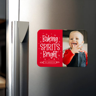 Frohe Weihnachten - Rotes Feiertagsfoto Magnet