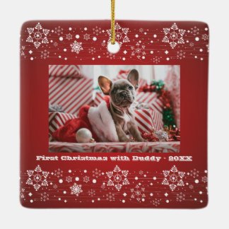 Frohe Weihnachten Rotes Glück Neujahr + Familienfe Keramikornament