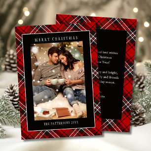 Frohe Weihnachten Rotes Karo-Tartan-Foto