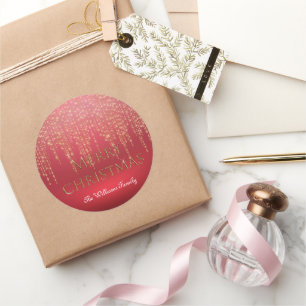 Frohe Weihnachten Rotes Lässiges Gold Runder Aufkleber