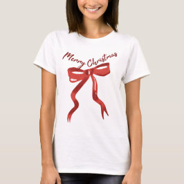 Frohe Weihnachten Rotes Schleifen-T-Shirt T-Shirt