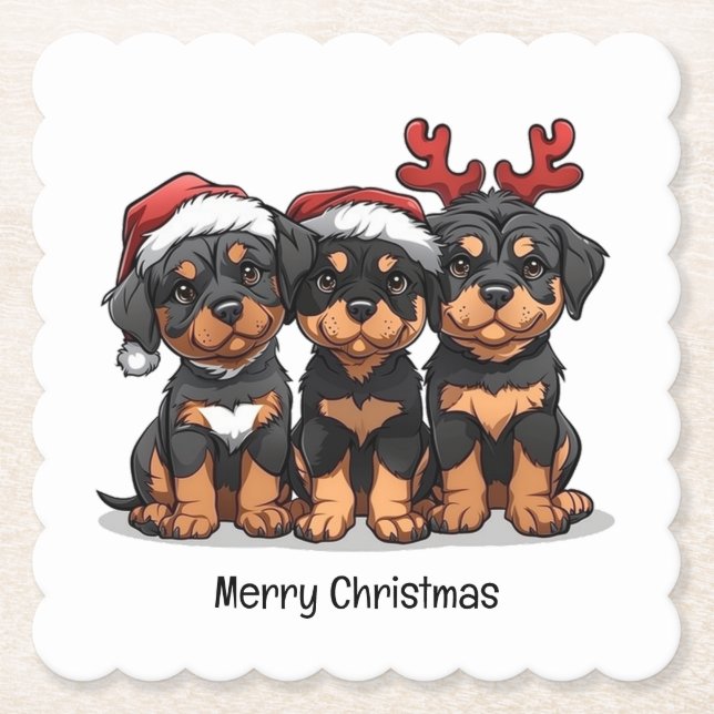 Frohe Weihnachten Rottweiler Dog Santa Untersetzer (Vorderseite)
