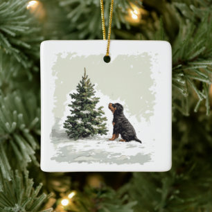 Frohe Weihnachten Rottweiler Dog Weihnachtsbaum Keramikornament