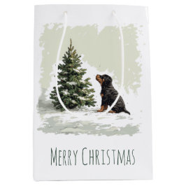 Frohe Weihnachten Rottweiler Dog Weihnachtsbaum Mittlere Geschenktüte