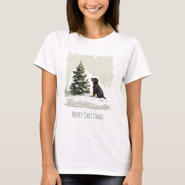 Frohe Weihnachten Rottweiler Dog Weihnachtsbaum T-Shirt (Vorderseite)