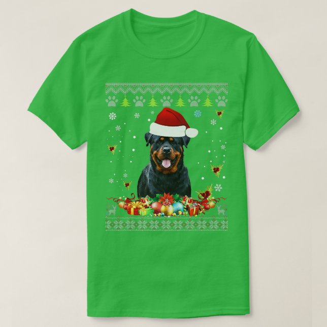 Frohe Weihnachten Rottweiler Hund Ugly Sweater San T-Shirt (Design vorne)