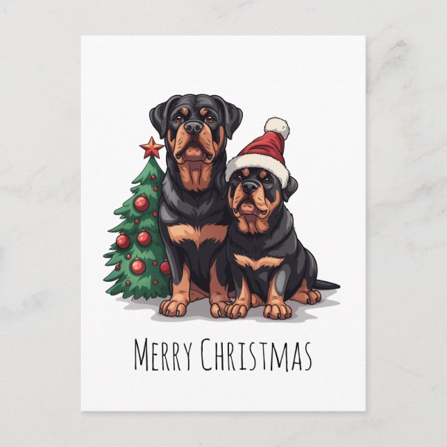 Frohe Weihnachten Rottweiler Hund Weihnachtsbaum (Vorderseite)