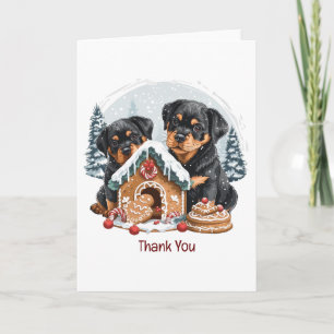 Frohe Weihnachten Rottweiler Hunde Gingerbread Hau Dankeskarte