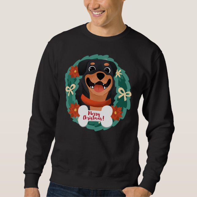 Frohe Weihnachten Rottweiler Sweatshirt (Vorderseite)