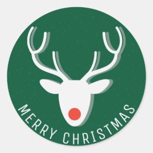 Frohe Weihnachten Rudolph Reindeer Runder Aufkleber