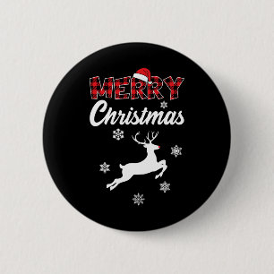 Frohe Weihnachten Rudolph Reindeer Xmas Button
