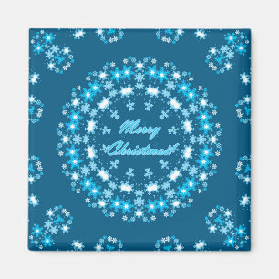 Frohe Weihnachten rund Schneeflocken Winter weiß Magnet