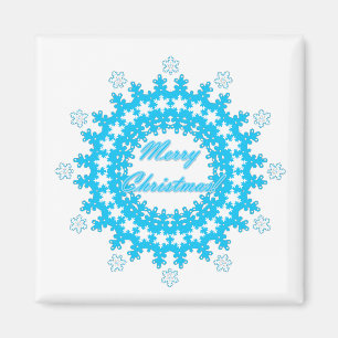Frohe Weihnachten rund Schneeflocken Winter weiß Magnet