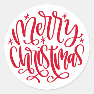 Frohe Weihnachten Runde rote Schrift Sticker