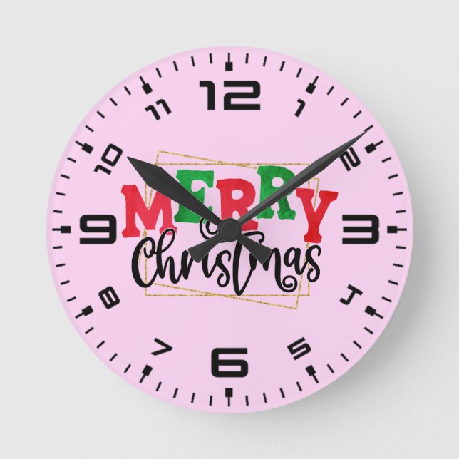 Frohe Weihnachten Runde Wanduhr (Vorderseite)
