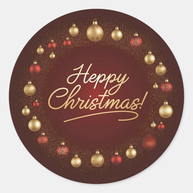 Frohe Weihnachten Runder Aufkleber (Vorderseite)