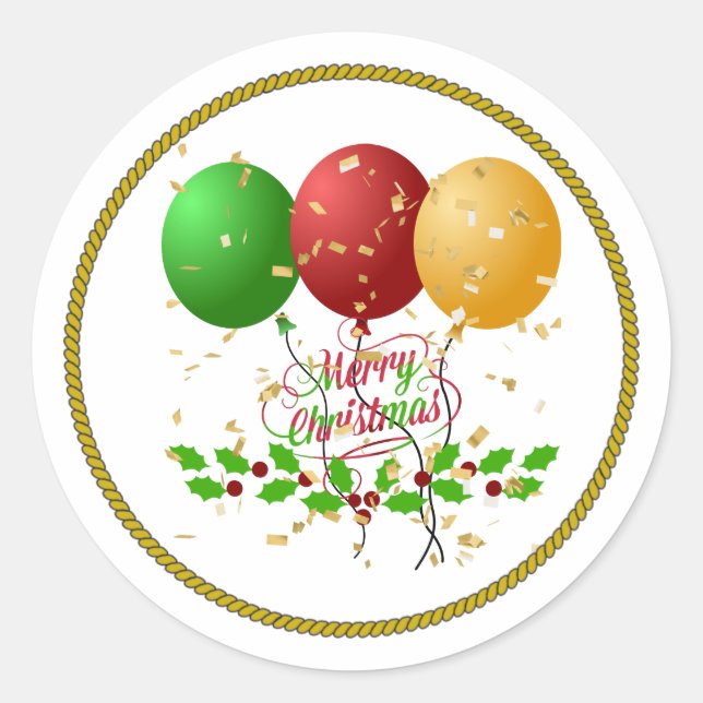 Frohe Weihnachten Runder Aufkleber (Vorderseite)