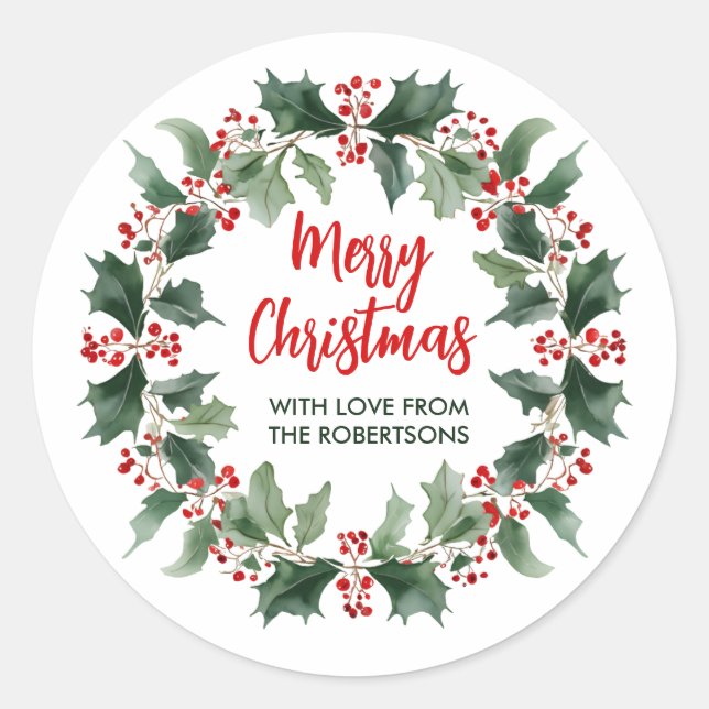 Frohe Weihnachten Runder Aufkleber (Vorderseite)