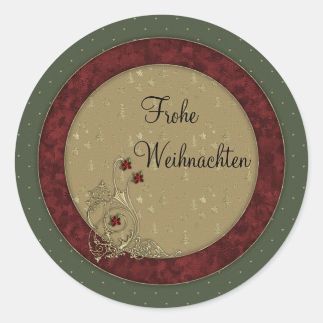 Frohe Weihnachten Runder Aufkleber (Vorderseite)