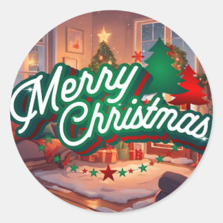 Frohe Weihnachten Runder Aufkleber