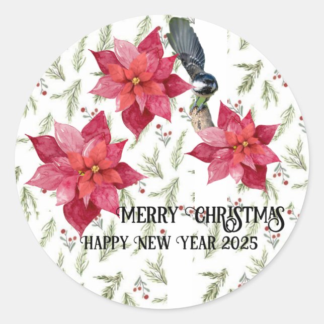 Frohe Weihnachten! Runder Aufkleber (Vorderseite)