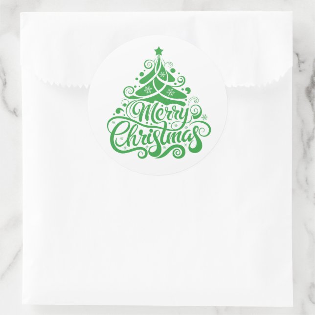 Frohe Weihnachten Runder Aufkleber (Tasche)