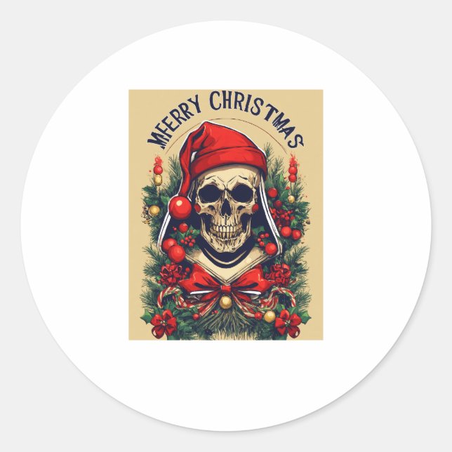 frohe Weihnachten Runder Aufkleber (Vorderseite)