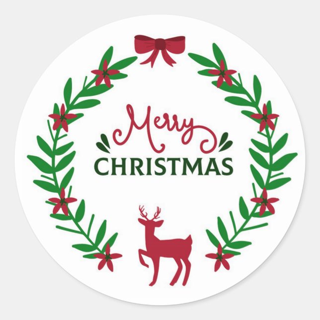 Frohe Weihnachten Runder Aufkleber (Vorderseite)