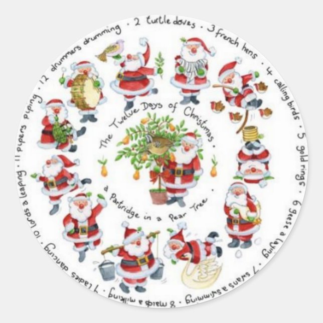 Frohe Weihnachten Runder Aufkleber (Vorderseite)