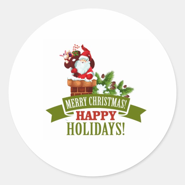 Frohe Weihnachten Runder Aufkleber (Vorderseite)