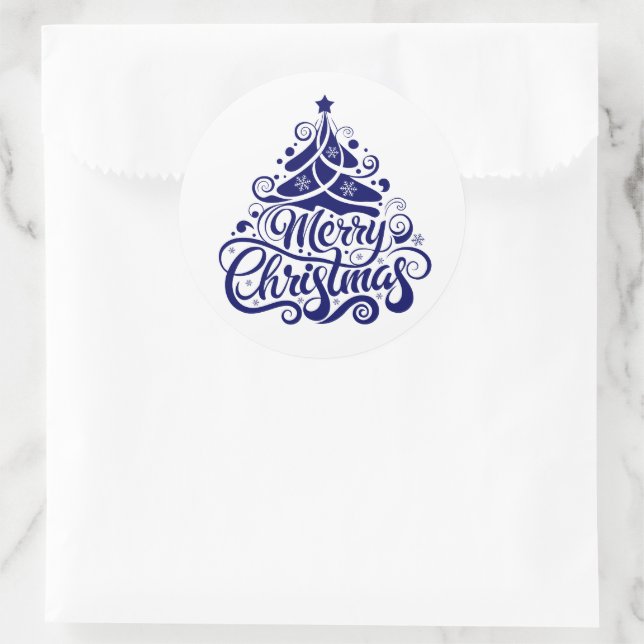 Frohe Weihnachten Runder Aufkleber (Tasche)