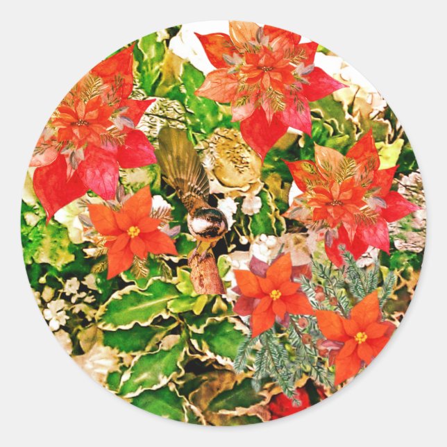 Frohe Weihnachten! Runder Aufkleber (Vorderseite)