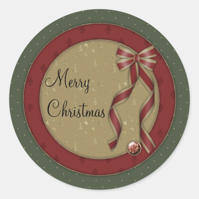 Frohe Weihnachten Runder Aufkleber (Vorderseite)