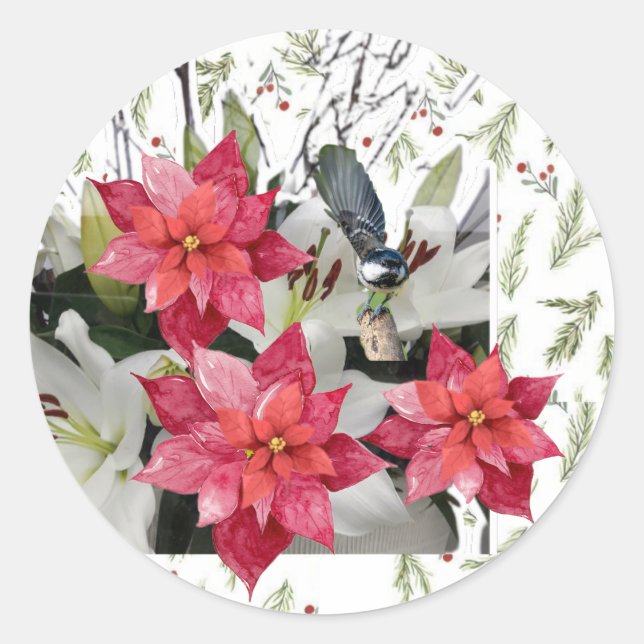 Frohe Weihnachten! Runder Aufkleber (Vorderseite)