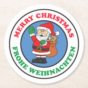 Frohe Weihnachten Runder Pappuntersetzer