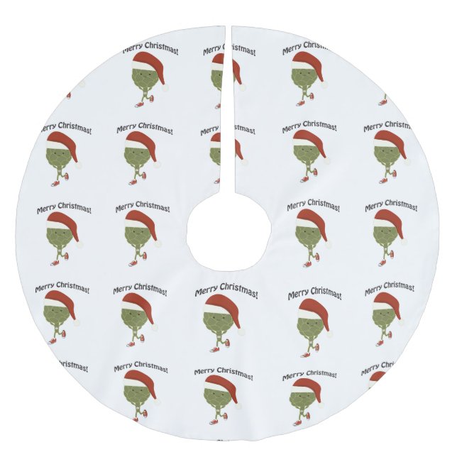 Frohe Weihnachten! Running Artichoke Polyester Weihnachtsbaumdecke (Vorderseite)