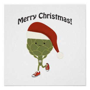 Frohe Weihnachten! Running Artichoke Poster