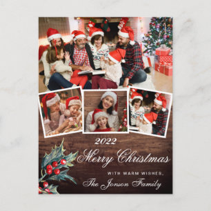 Frohe Weihnachten Rustic 4 FOTO Collage Gruß Postkarte