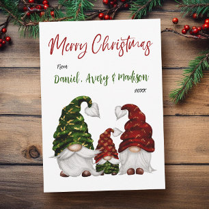Frohe Weihnachten Rustic Watercolor Gnome Familie