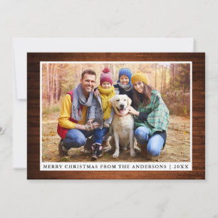 Frohe Weihnachten Rustic Wood Family Foto Card