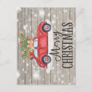 Frohe Weihnachten Rustikal Vintage Auto Geschenke Postkarte